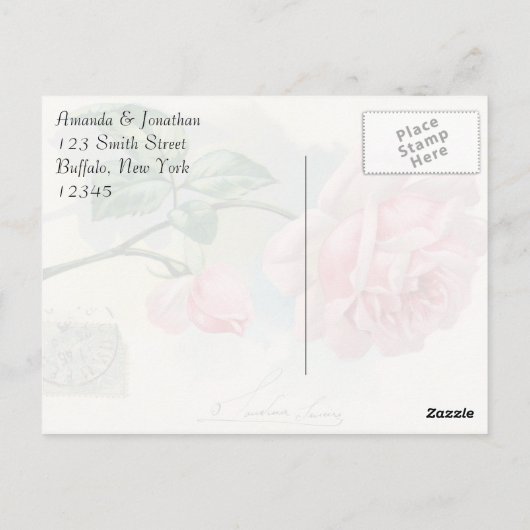  roze roze dank je briefkaart (Achterkant)