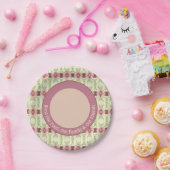 Roze roze decoratieve bloemen papieren bordje (Feest)