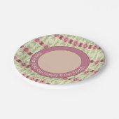 Roze roze decoratieve bloemen papieren bordje (Gekanteld)