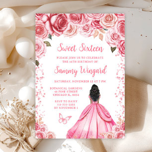 Roze Roze Donkere Huid Prinses Sweet Sixteen Kaart