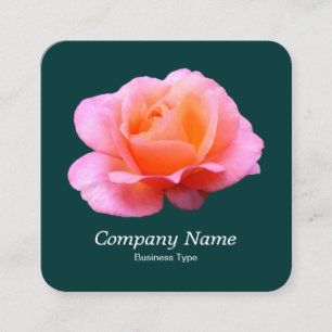 Roze roze - Donkergroen Vierkante Visitekaartje