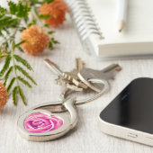 Roze roze druk sleutelhanger (Zijkant)