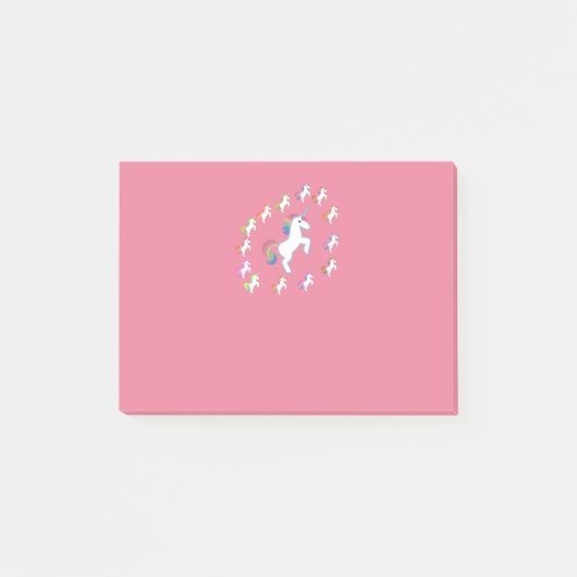 Roze Roze Eenhoorn Centrum Gloeiend Post-it® Notes (Voorkant)