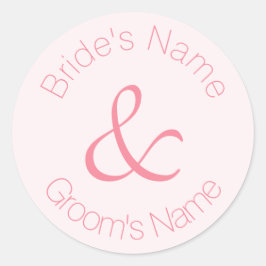 Roze Roze Eenvoudig Elegante Bruid En Bruidegom Tr Ronde Sticker