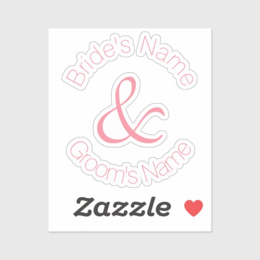 Roze Roze Eenvoudig Elegante Bruid En Bruidegom Tr Sticker (Vel)