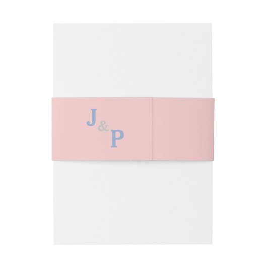 Roze roze en blauwe pastel monogram uitnodigingen wikkel (Achterkant Voorbeeld)