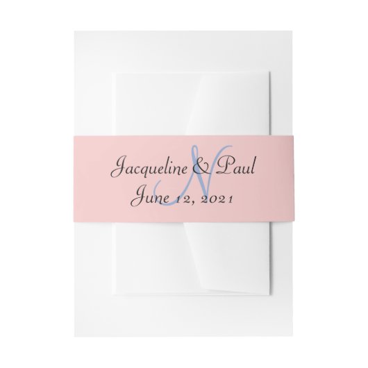 Roze Roze en Blauwe Pastels Monogram Uitnodigingen Wikkel (Voorkant Voorbeeld)