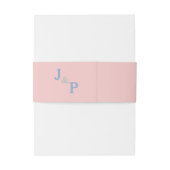 Roze Roze en Blauwe Pastels Monogram Uitnodigingen Wikkel (Achterkant Voorbeeld)