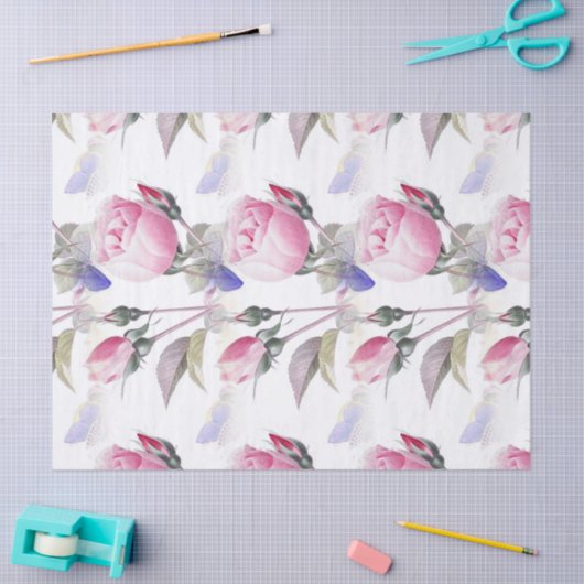 Roze roze en blauwe vlinderbloemige papieren tissuepapier (Craft)