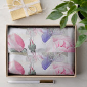 Roze roze en blauwe vlinderbloemige papieren tissuepapier (Geschenk)