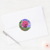 Roze roze en Butterflies Ronde Sticker (Envelop)