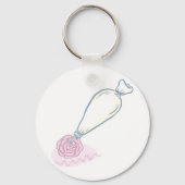 Roze roze en gebak sleutelhanger (Voorkant)