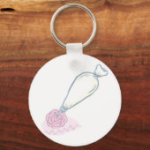 Roze roze en gebak sleutelhanger (Voorkant)