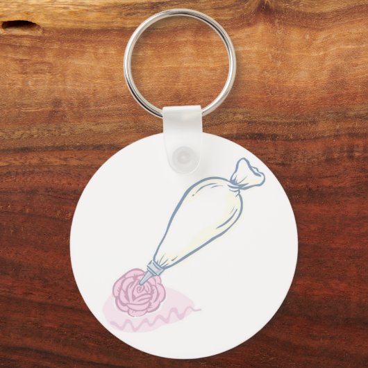 Roze roze en gebak sleutelhanger (Voorkant)