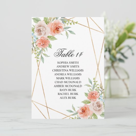 Roze roze en gouden Lijst Kaarten voor weddenschap (Staand voorkant)