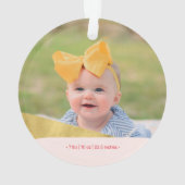 Roze, roze en goudkleurige eerste kerstfoto ornament (achterkant)