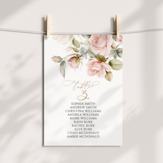 Roze roze en groen Tabel Nummer 3 Zitkuur Kaart