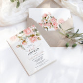 Roze roze en groene bladeren Baby shower uitnodigi Kaart