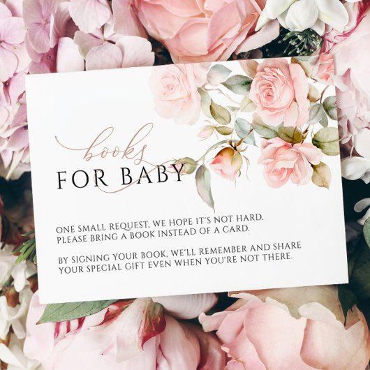 Roze roze en groene bladeren Boeken aanvragen Kaar Informatiekaartje