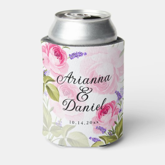 Roze roze en lavender persoonlijke Koelbox Blikjeskoeler (Blikje Achterkant)