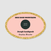 Roze roze en naam werknemer & Logo Naamplaatje (Voorkant)