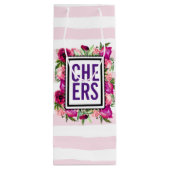 Roze roze en papegaaien Bouquet Cheers Wijn Cadeautas (Achterkant)
