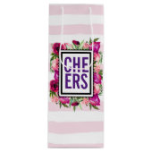 Roze roze en papegaaien Bouquet Cheers Wijn Cadeautas (Voorkant)