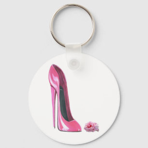 Roze roze en roze Stiletto-schoen Sleutelhanger