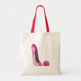 Roze roze en roze Stiletto-schoen Tote Bag