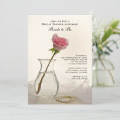 Roze roze en witte parels Vrijgezellenfeest uitnod Kaart (Staand voorkant)