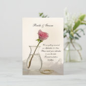Roze roze en witte parelsnoeren bruiloft sparen de kaart (Staand voorkant)