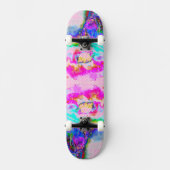 Roze, roze en witte pokadots skateboard (Voorkant)