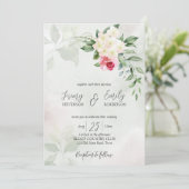 Roze roze eucalyptus waterverf bruiloft sjabloon kaart (Staand voorkant)