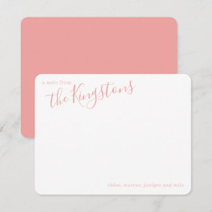 Roze Roze Familienaam Script Notitiekaart Notitiekaartje