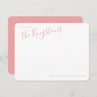 Roze Roze Familienaam Script Notitiekaart Notitiekaartje