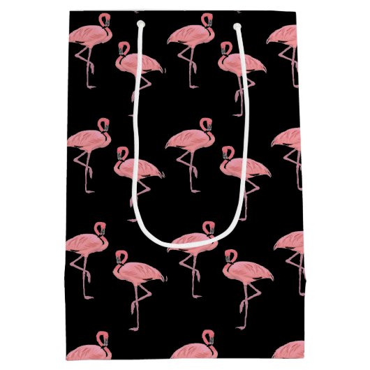 Roze Roze Flamingo Tropisch Ontwerp Medium Cadeauzakje (Achterkant)