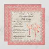  Roze Roze Flamingos Baby Uitnodiging (Voorkant / Achterkant)