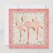  Roze Roze Flamingos Baby Uitnodiging (Achterkant)