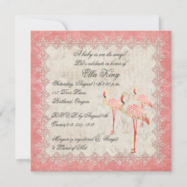 Roze Roze Flamingos Baby Uitnodiging