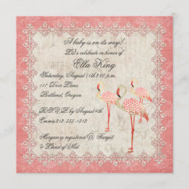 Roze Roze Flamingos Baby Uitnodiging
