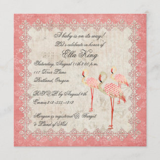  Roze Roze Flamingos Baby Uitnodiging