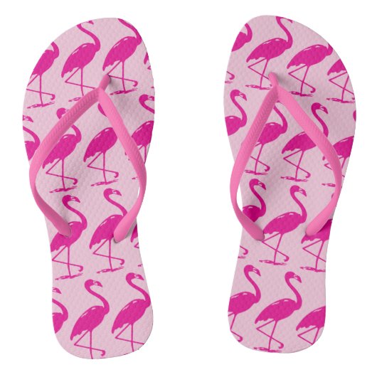 Roze roze flamingos-patroon op roze teenslippers (Voetbed)