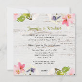 Roze roze flesjes op wit hout, gewoon getrouwd feestdagenkaart (Achterkant)