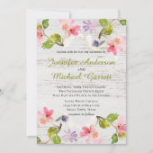 Roze roze flessen op uitnodiging van wit hout (Voorkant)