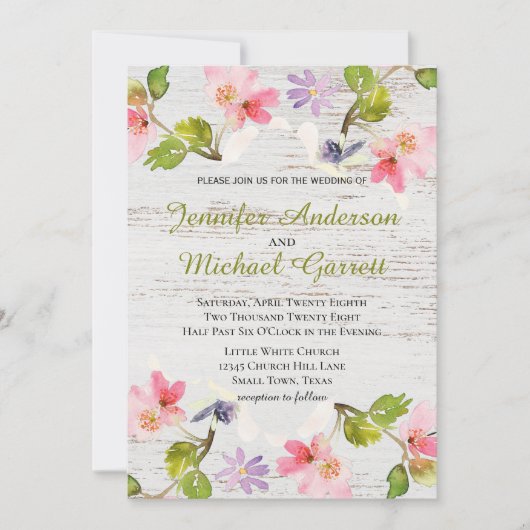 Roze roze flessen op uitnodiging van wit hout (Voorkant)