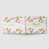 Roze roze flessen op wit hout gastenboek (Volledig)