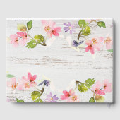 Roze roze flessen op wit hout gastenboek (Achterkant)