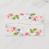 Roze roze flessen op wit hout informatiekaartje (Achterkant)