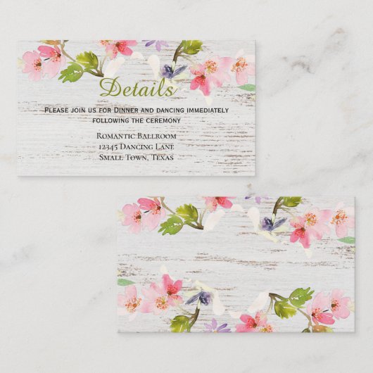 Roze roze flessen op wit hout informatiekaartje (Voorkant / Achterkant)