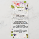 Roze roze flessen op wit hout menu (Voorkant / Achterkant)